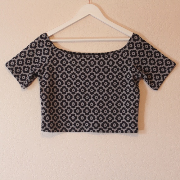 Topshop Blue Floral Off-Shoulder Crop Top - Picture 2 of 5